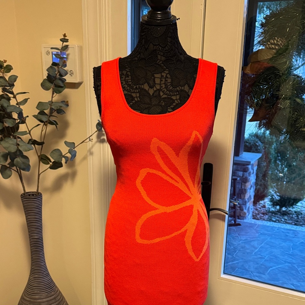 Anthropologie Orange Floral Mini Dress
